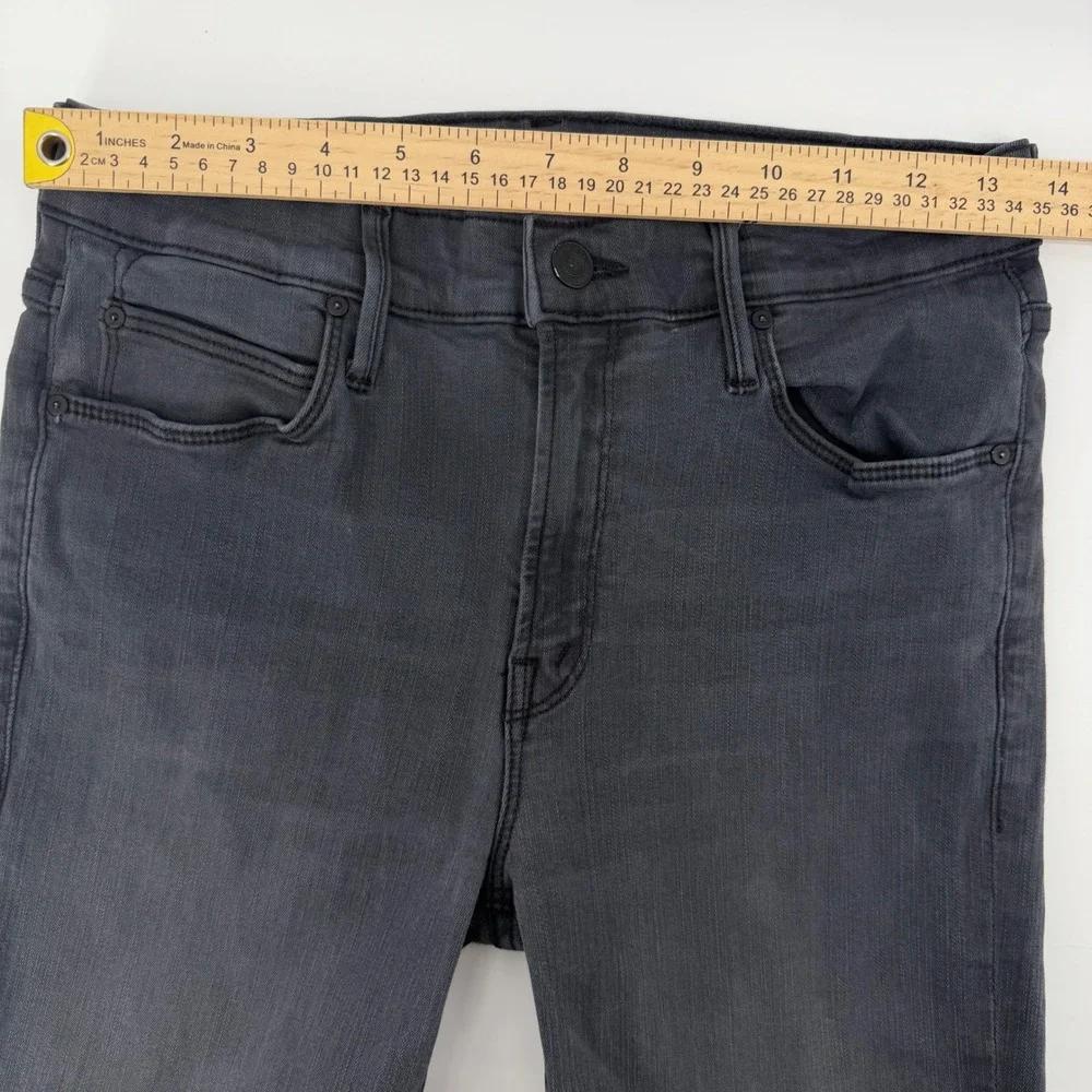 Mother The Mid Rise Dazzler Ankle Step Fray Jeans Women 29 Dark Grey